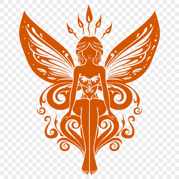 A detailed illustration of a mythical fairy from a fantasy story, depicted in full body with intricate designs.