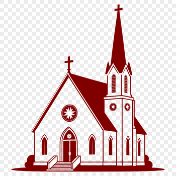 Illustration of a modern Baptist church building with clean lines and minimalist design.