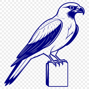 SVG illustration of a falcon in flight with bold lines and simple shapes.