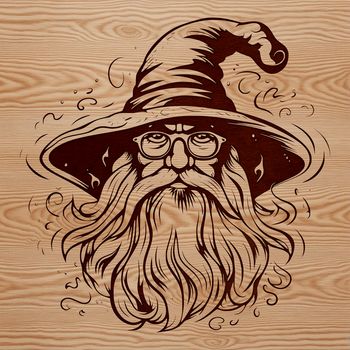 A digital illustration of a wizard with a pointed hat and long beard, conveying a sense of fantasy and magic.