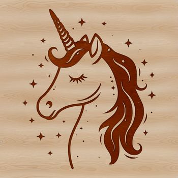 Mythical unicorn head illustration in vector format