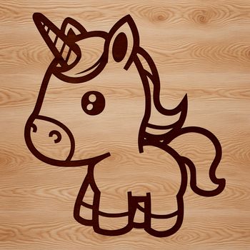 Simple line drawing of a cute mythical creature, a unicorn, in vector format suitable for various design applications.