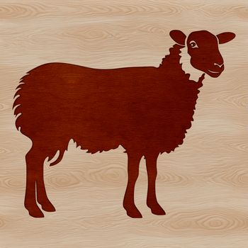A simple illustration of a sheep standing on a green hillside.
