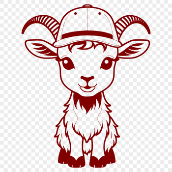 A stylized illustration of a farm animal, specifically a goat, suitable for digital editing and cutting machine applications.