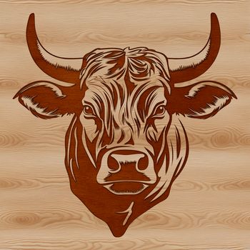 A close-up illustration of a cow's head, suitable for various design projects.