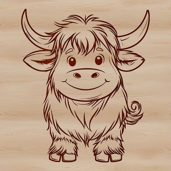 A regal Highland cow standing in a grassy field.