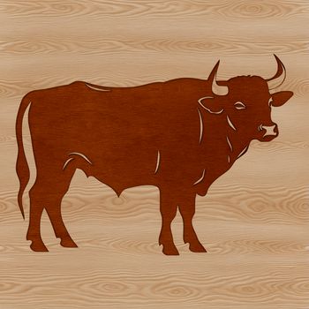 A digital illustration of a cow in a farm setting.