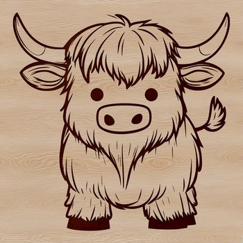A Highland Cow standing in a green meadow, illustrating the breed's distinctive features.