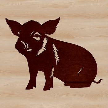 A stylized illustration of a sitting farm animal, suitable for vector art designs.