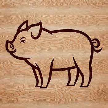 A cartoon pig standing on its hind legs, suitable for clip art and vector design projects.