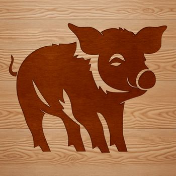 A standing pig farm animal in simple vector design.