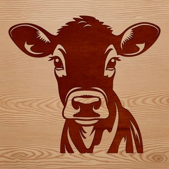 A cute farm animal, a young calf with a curious head and fluffy ears.
