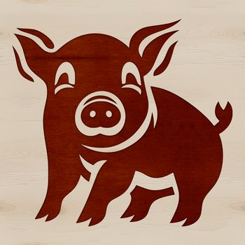 A realistic illustration of a standing pig on a farm setting.