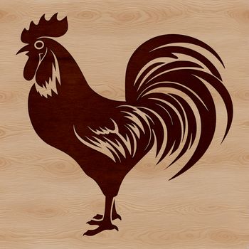 A brown chicken standing on a farm yard with feathers spread.