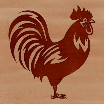 A colorful illustration of a rooster, commonly found on farms.