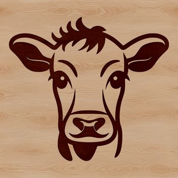 A illustration of a cow's head from a farm animal perspective.