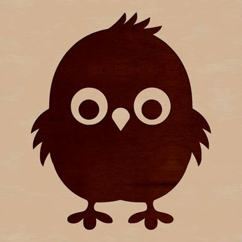 A simple line-drawn illustration of a single chick standing on its legs.