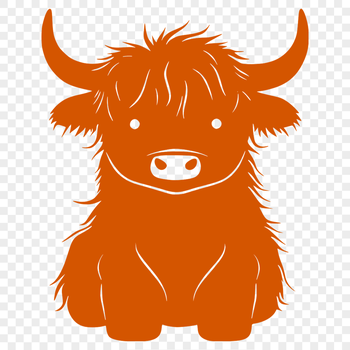 Full body depiction of a highland breed cow, vector art design.