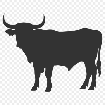A simple full-body illustration of a cow in silhouette form, suitable for vector design and cutting machine projects.