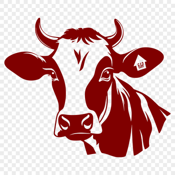 A high-quality illustration of a cow's head, suitable for vector graphics design.
