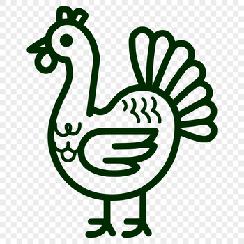 Simple line drawing of a farm animal, representing the classic bird often associated with Christmas celebrations.