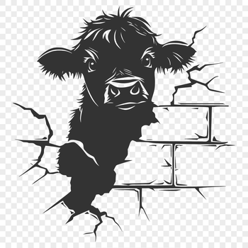 Illustration of a Highland cow's head, a popular farm animal breed known for its distinctive horns.