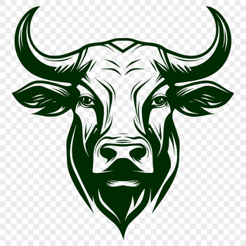A graphic representation of a cow's head, suitable for digital design and cutting machine projects.
