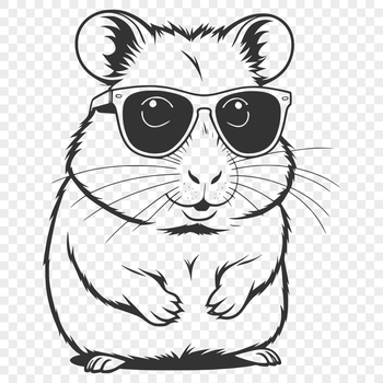 A cartoon hamster wearing fashionable sunglasses, suitable for digital use.