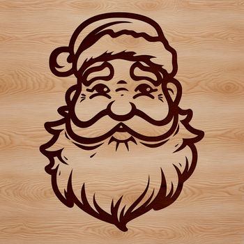 A smiling cartoon Santa Claus with a red hat and white beard, suitable for Christmas and holiday designs.
