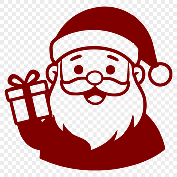 Illustration of Father Christmas in red coat and hat.