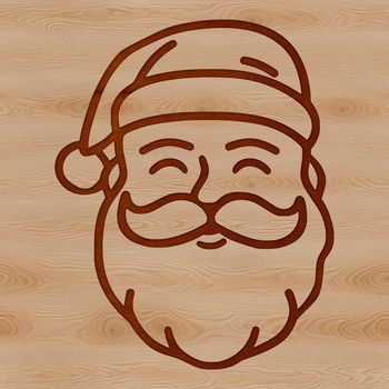 A simple line drawing illustration of Father Christmas wearing a red hat and coat.