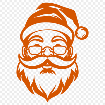 A cartoon illustration of Santa Claus wearing glasses, suitable for digital use in various formats including vector and PNG.