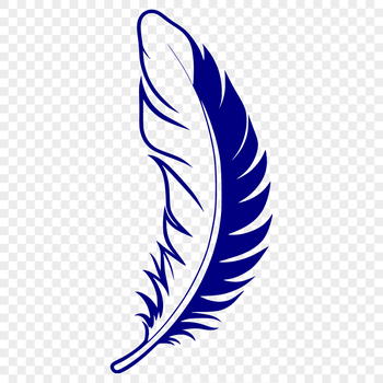 A stylized illustration of a feather in vector format.