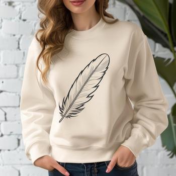 A stylized illustration of a feather, suitable for vector graphics and digital design.