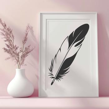 A detailed illustration of a single feather with intricate patterns and shapes.