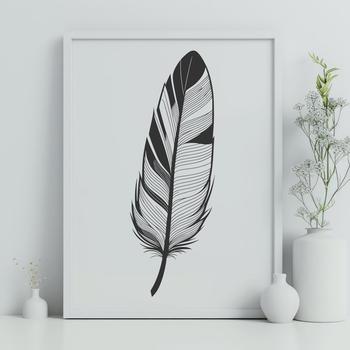 A digital vector illustration of a single bird's feather in various line styles and shapes.