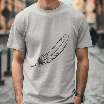 A stylized, high-contrast vector illustration of a feather, suitable for various design applications.
