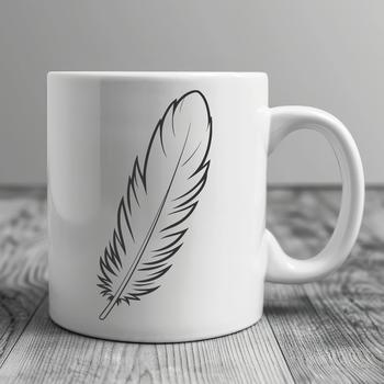 A graphic representation of a feather in SVG design.