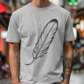 A stylized illustration of a single bird's feather, created in vector format for easy editing and scaling.