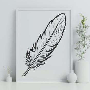 A single white feather with rounded edges, suitable as a vector graphic template for cutting machines or laser cutters.
