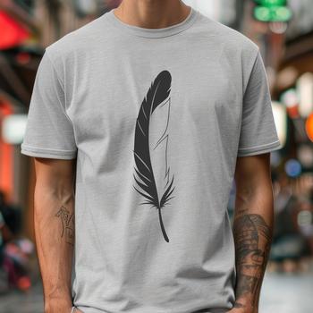 A high-quality digital illustration of a single feather with intricate details, suitable for various design applications.