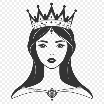 An SVG vector design featuring a woman dressed as royalty.