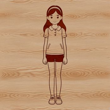 A young female child smiling with a gentle expression, created as a vector graphic design.