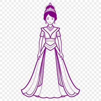 Illustrative princess design featuring a young female character in a regal pose.