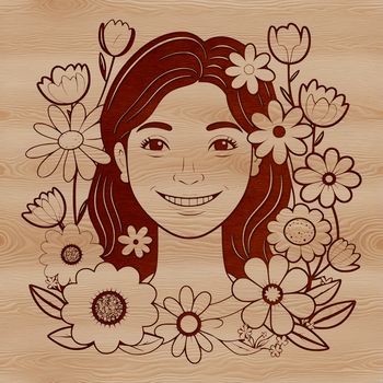 Female figure illustration for Mothers Day gift or decoration.