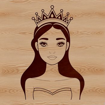A young girl dressed in royal attire, suitable for vector graphics and cutting machine designs.