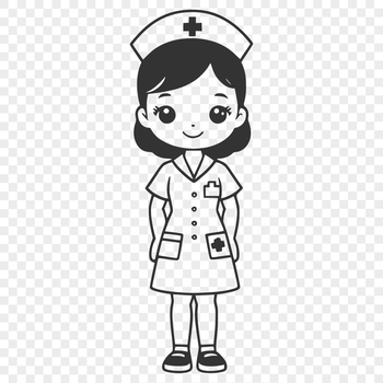 A female nurse in a full-body uniform, depicted as a vector graphic.