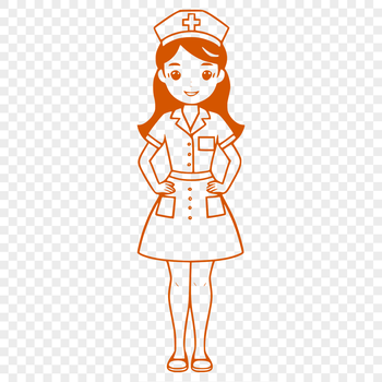 Female nurse in full body attire, suitable for vector graphics and design projects.