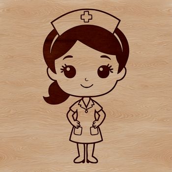 Female nurse in professional attire, designed as a vector art image for graphic design and crafting purposes.