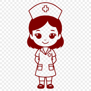 A female nurse wearing a uniform and cap, depicted in vector format.